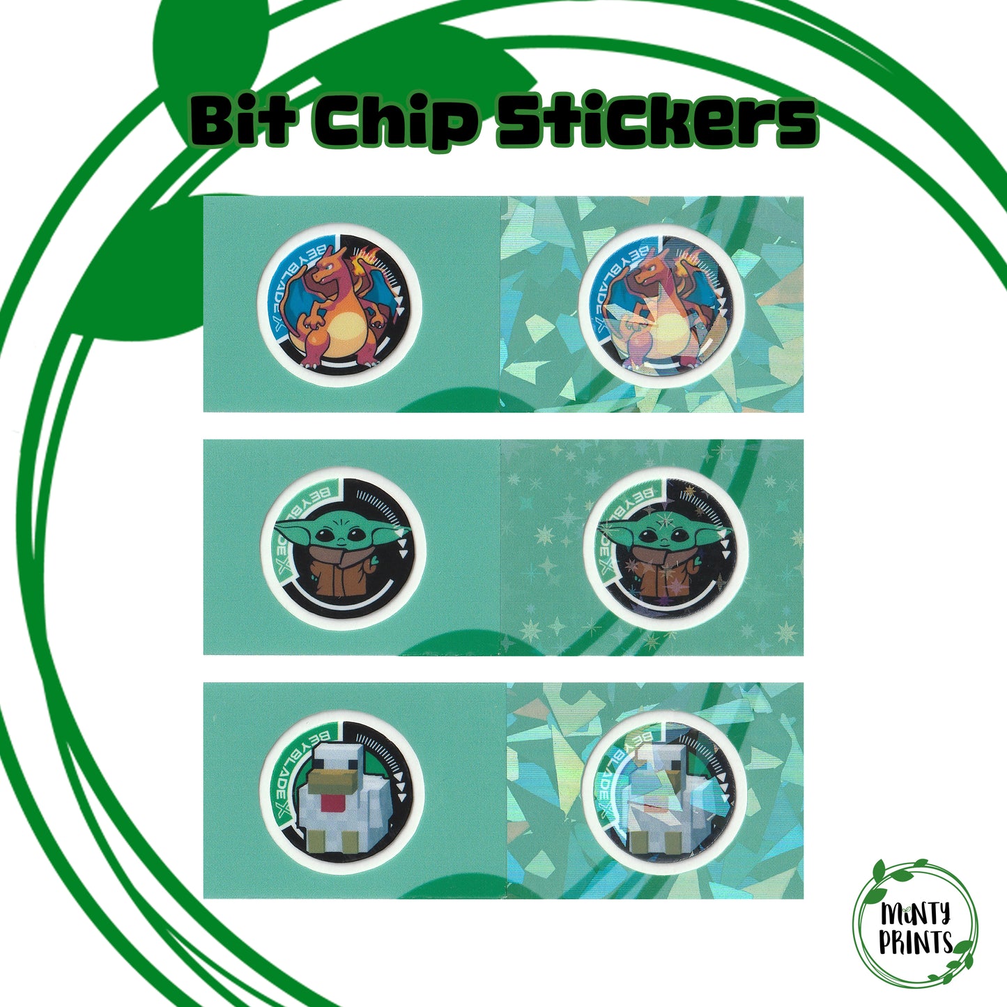Pre-Designed Beyblade X Bit Chip Stickers