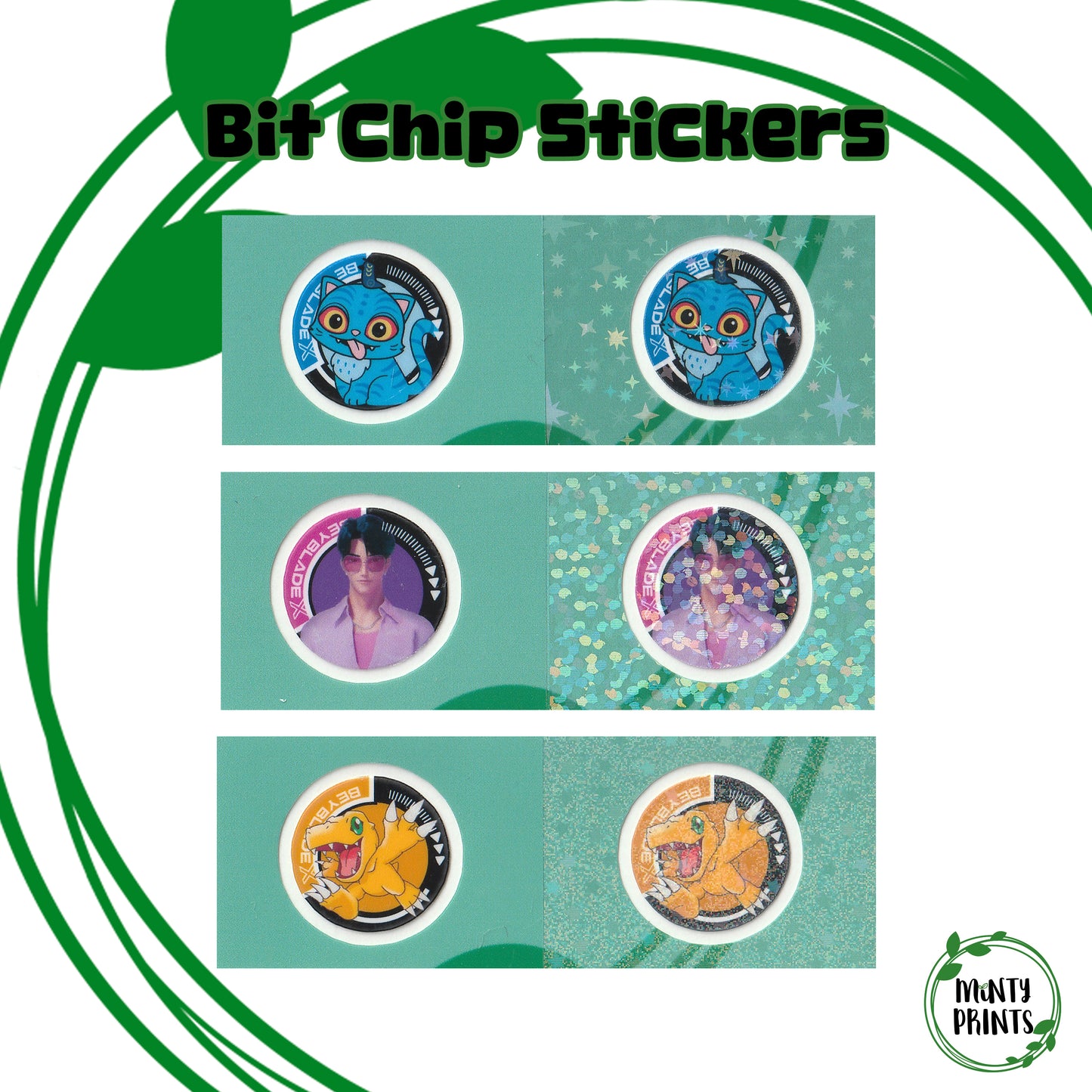 Pre-Designed Beyblade X Bit Chip Stickers