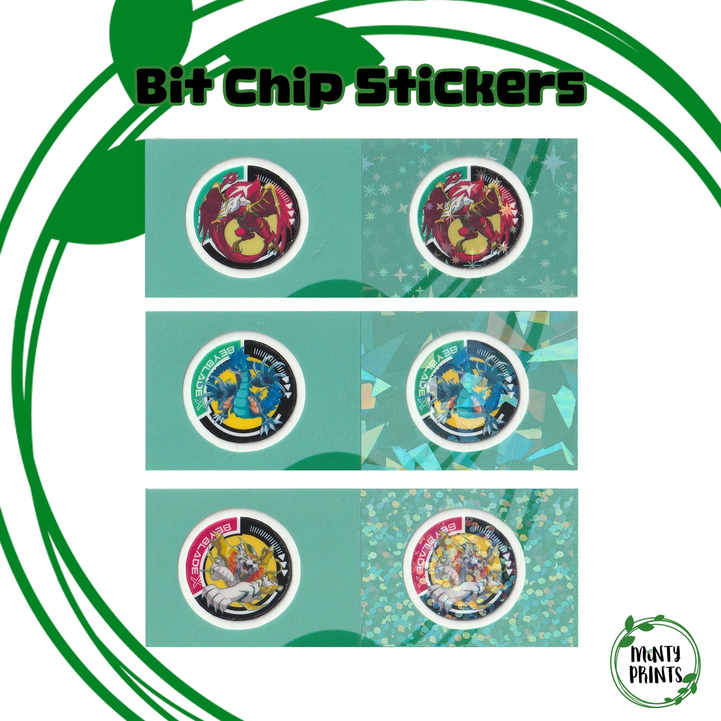 Pre-Designed Beyblade X Bit Chip Stickers