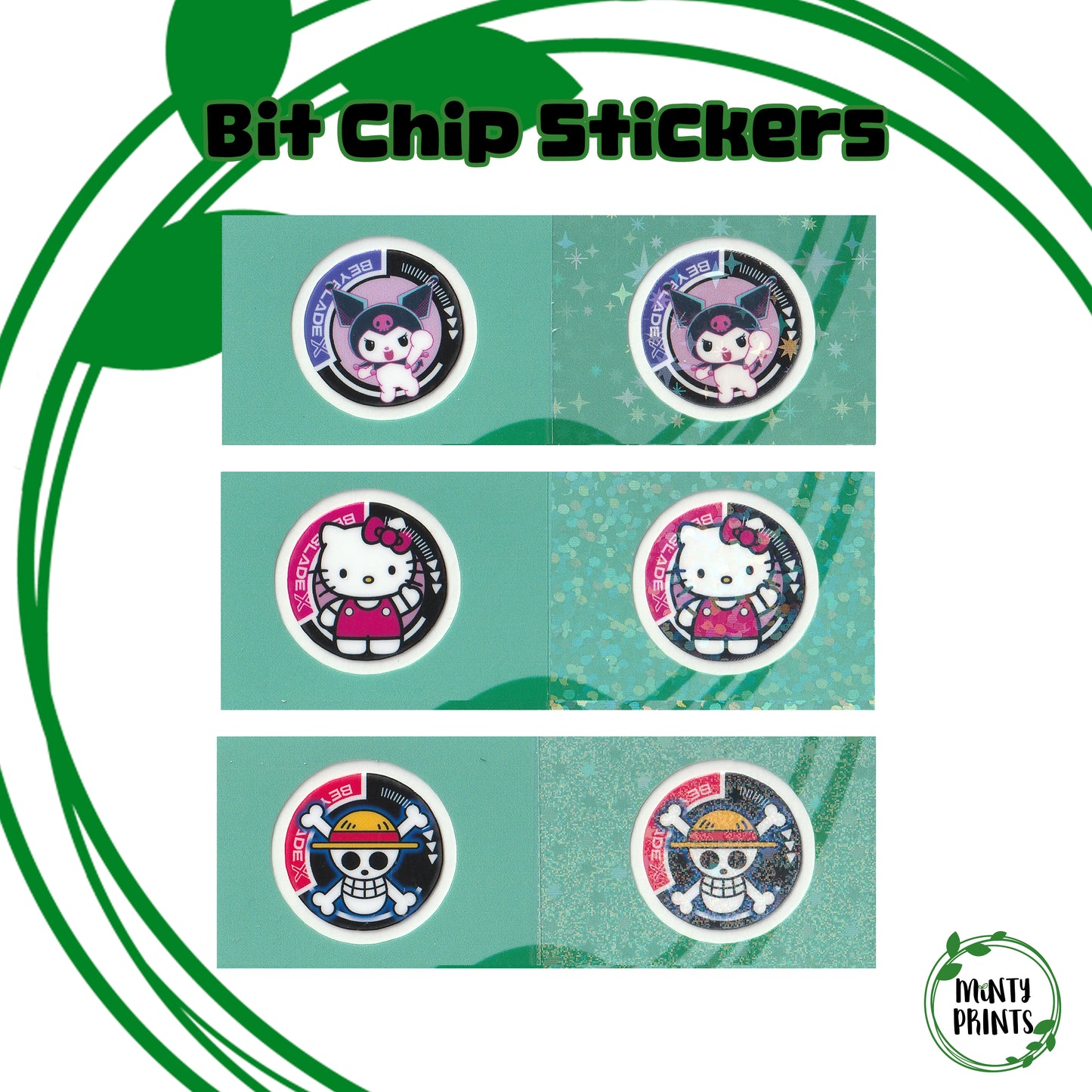 Pre-Designed Beyblade X Bit Chip Stickers