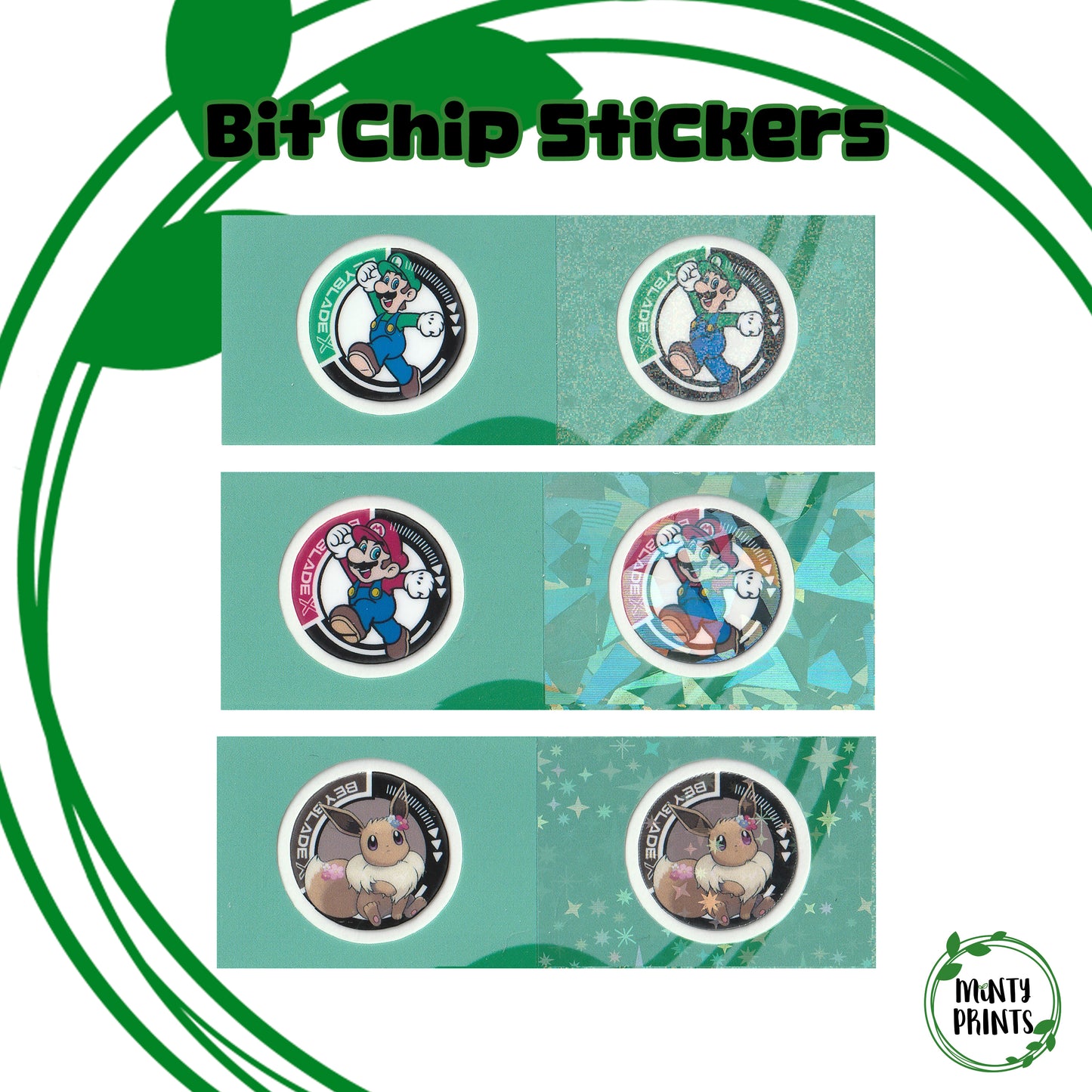Pre-Designed Beyblade X Bit Chip Stickers