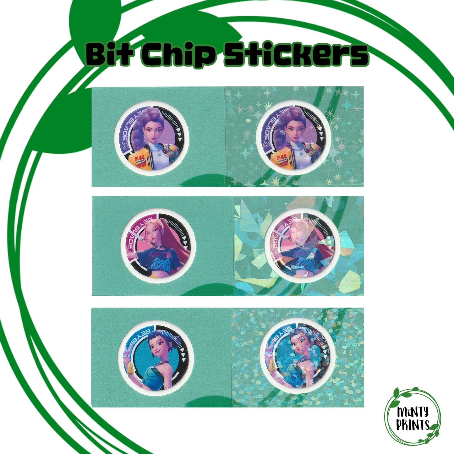 Pre-Designed Beyblade X Bit Chip Stickers